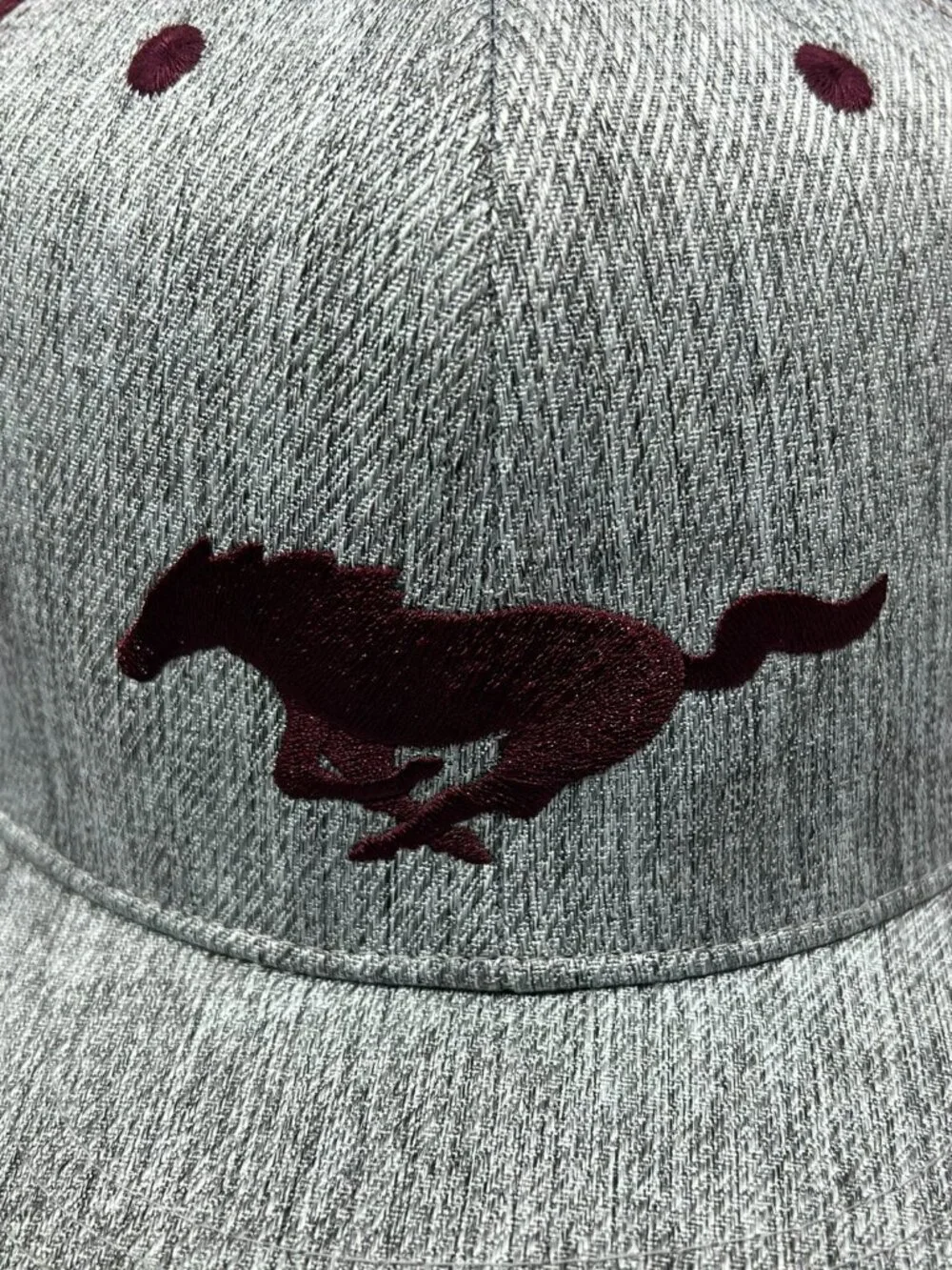 Ford Mustang Trucker Hat Snapback Gray Burgundy Horse Pony Motorsports Adult Cap